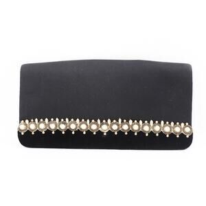 Magid Clutch Handbag Women Black Satin Velvet Handbeaded Purse Envelope Bag